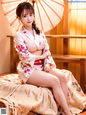 A woman in a kimono posing for a picture.