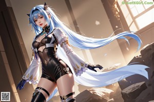 a sexy anime girl with big tits posing for the camera