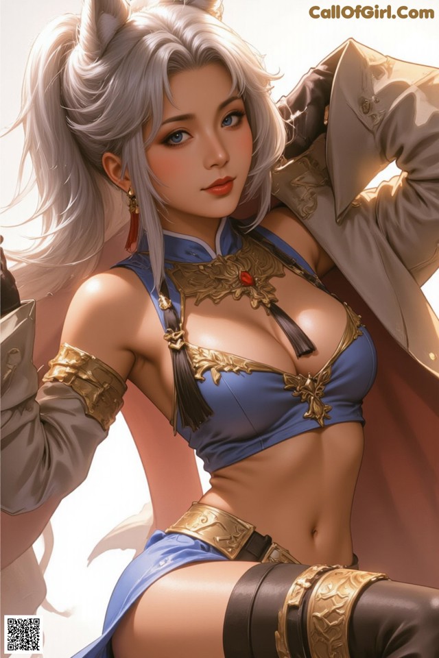 Hentai - Exotic Allure of the Untamed Lands Set.1 20250124 Part 7 No.4ea2c1 A woman in a blue and gold outfit holding a sword.