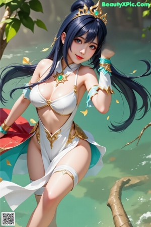 A woman in a bikini with a crown on her head.