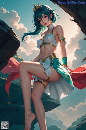 A woman in a bikini with a crown on her head.