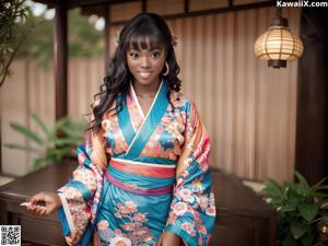 A woman in a kimono posing for a picture.